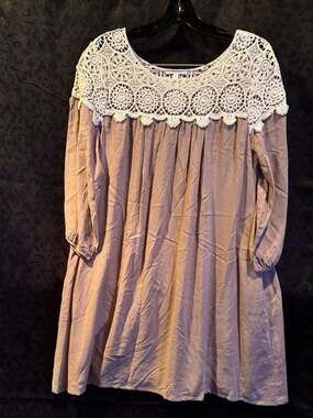 Crochet Lace Yoke Boho Peasant Tunic Top